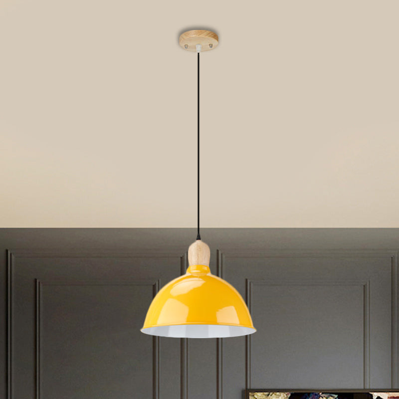 Dome Shade Metallic Hanging Light Retro Style 1 Head Dining Table Ceiling Pendant Fixture in Black/White Clearhalo 'Ceiling Lights' 'Modern Pendants' 'Modern' 'Pendant Lights' 'Pendants' Lighting' 1872356