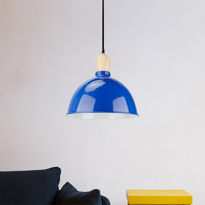 Dome Shade Metallic Hanging Light Retro Style 1 Head Dining Table Ceiling Pendant Fixture in Black/White Clearhalo 'Ceiling Lights' 'Modern Pendants' 'Modern' 'Pendant Lights' 'Pendants' Lighting' 1872364