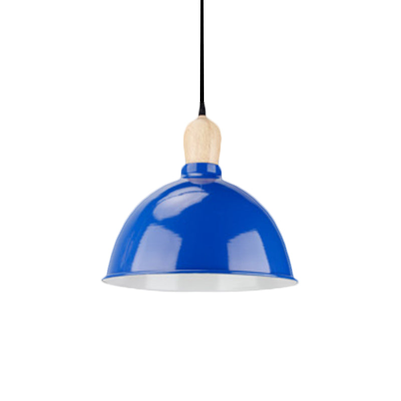 Dome Shade Metallic Hanging Light Retro Style 1 Head Dining Table Ceiling Pendant Fixture in Black/White Clearhalo 'Ceiling Lights' 'Modern Pendants' 'Modern' 'Pendant Lights' 'Pendants' Lighting' 1872365