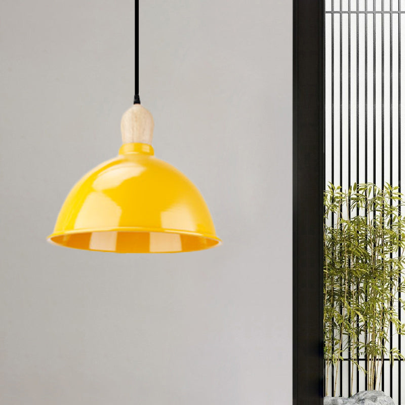 Dome Shade Metallic Hanging Light Retro Style 1 Head Dining Table Ceiling Pendant Fixture in Black/White Clearhalo 'Ceiling Lights' 'Modern Pendants' 'Modern' 'Pendant Lights' 'Pendants' Lighting' 1872376