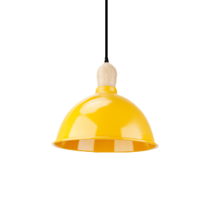 Dome Shade Metallic Hanging Light Retro Style 1 Head Dining Table Ceiling Pendant Fixture in Black/White Clearhalo 'Ceiling Lights' 'Modern Pendants' 'Modern' 'Pendant Lights' 'Pendants' Lighting' 1872377