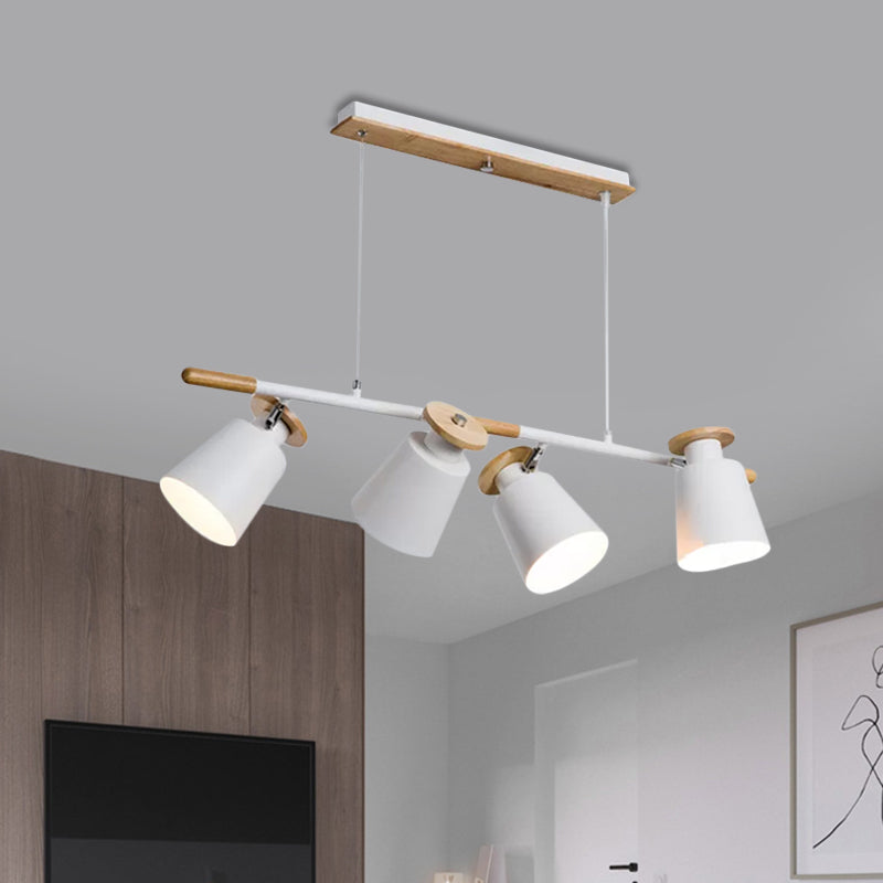 Green/Grey/White Tapered Shade Island Lighting 4 Heads Nordic Metal Linear Chandelier for Restaurant Clearhalo 'Ceiling Lights' 'Island Lights' Lighting' 1872484