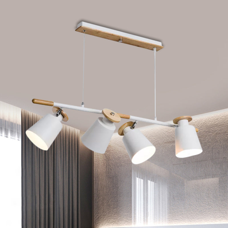 Green/Grey/White Tapered Shade Island Lighting 4 Heads Nordic Metal Linear Chandelier for Restaurant Clearhalo 'Ceiling Lights' 'Island Lights' Lighting' 1872485