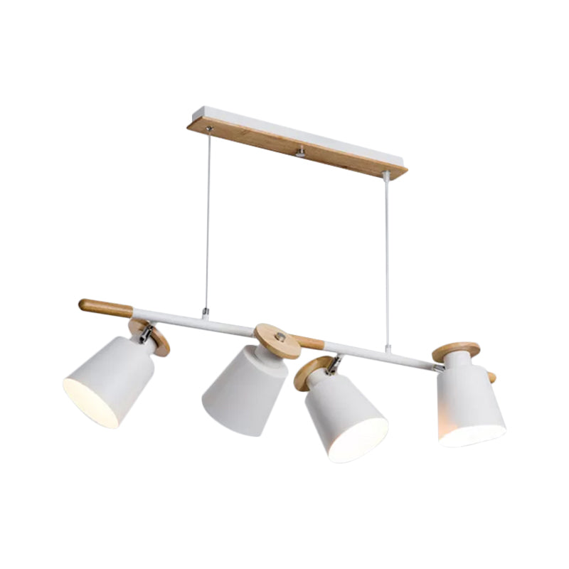 Green/Grey/White Tapered Shade Island Lighting 4 Heads Nordic Metal Linear Chandelier for Restaurant Clearhalo 'Ceiling Lights' 'Island Lights' Lighting' 1872486