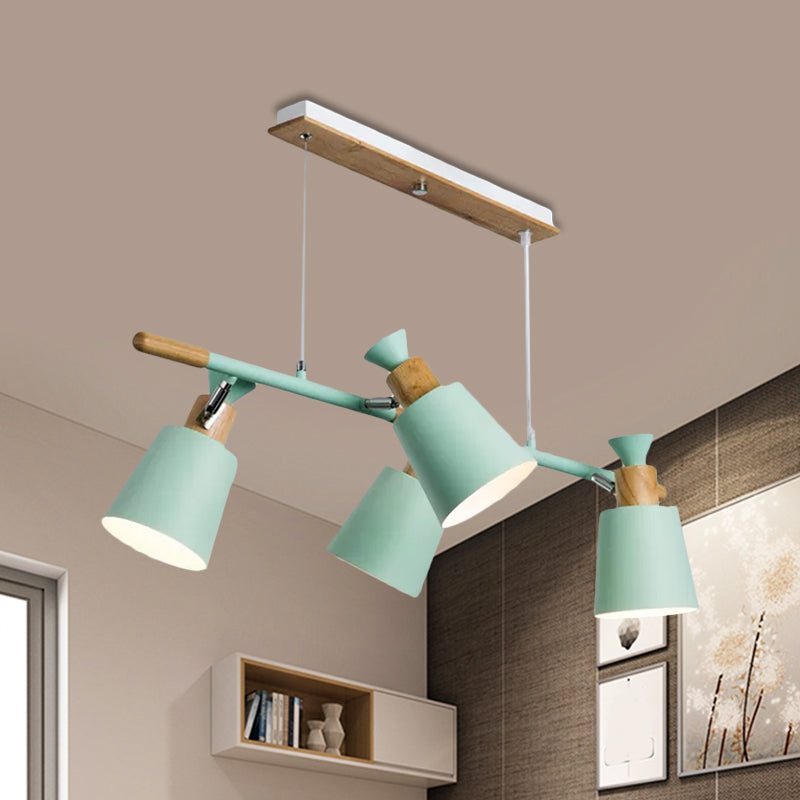 Nordic Green/Grey/White Island Light with Tapered Shade 4 Lights Metal Hanging Lamp for Kitchen Dining Room Clearhalo 'Ceiling Lights' 'Island Lights' Lighting' 1872504