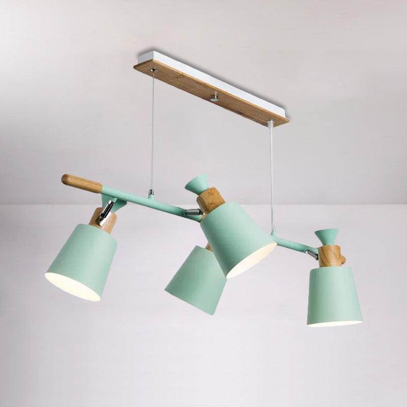 Nordic Green/Grey/White Island Light with Tapered Shade 4 Lights Metal Hanging Lamp for Kitchen Dining Room Clearhalo 'Ceiling Lights' 'Island Lights' Lighting' 1872505