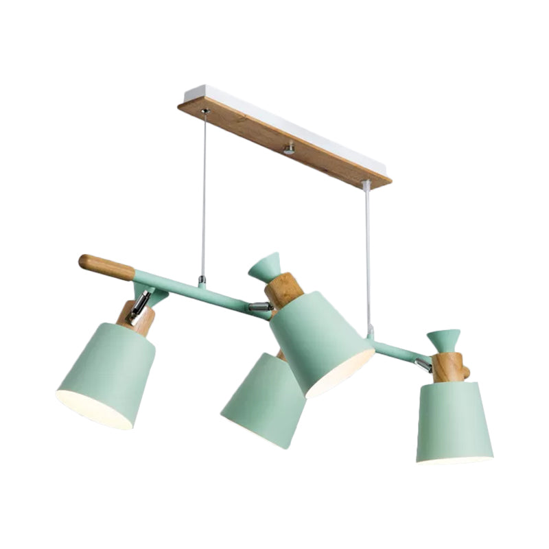 Nordic Green/Grey/White Island Light with Tapered Shade 4 Lights Metal Hanging Lamp for Kitchen Dining Room Clearhalo 'Ceiling Lights' 'Island Lights' Lighting' 1872506