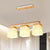 Square Shade Dining Room Chandelier Wooden 3/4 Lights Nordic Island Lighting in White 3 Wood Clearhalo 'Ceiling Lights' 'Close To Ceiling Lights' 'Glass shade' 'Glass' 'Island Lights' Lighting' 1872528