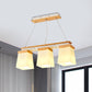 Square Shade Dining Room Chandelier Wooden 3/4 Lights Nordic Island Lighting in White Clearhalo 'Ceiling Lights' 'Close To Ceiling Lights' 'Glass shade' 'Glass' 'Island Lights' Lighting' 1872529