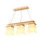 Square Shade Dining Room Chandelier Wooden 3/4 Lights Nordic Island Lighting in White Clearhalo 'Ceiling Lights' 'Close To Ceiling Lights' 'Glass shade' 'Glass' 'Island Lights' Lighting' 1872531