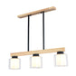 Double Glass Cylinder Shade Island Lighting Restaurant 3/4-Head Nordic Wooden Linear Pendant in White Clearhalo 'Ceiling Lights' 'Island Lights' Lighting' 1872610