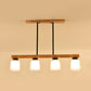 Double Glass Cylinder Shade Island Lighting Restaurant 3/4-Head Nordic Wooden Linear Pendant in White Clearhalo 'Ceiling Lights' 'Island Lights' Lighting' 1872618