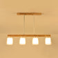 Double Glass Cylinder Shade Island Lighting Restaurant 3/4-Head Nordic Wooden Linear Pendant in White Clearhalo 'Ceiling Lights' 'Island Lights' Lighting' 1872623