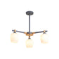 Urn Shade Living Room Hanging Light Fixture Wooden 3/6 Lights Nordic Style Chandelier in Green/Gray/White Clearhalo 'Ceiling Lights' 'Chandeliers' 'Glass shade' 'Glass' 'Modern Chandeliers' 'Modern' Lighting' 1872647