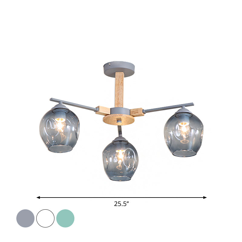 Smoke Gray Modo Hanging Light Fixture 3/6 Light Modern Glass Pendant Chandelier for Living Room Clearhalo 'Carpenter Chandeliers' 'Ceiling Lights' 'Chandeliers' 'Industrial' 'Modern Chandeliers' 'Modern' Lighting' 1872731
