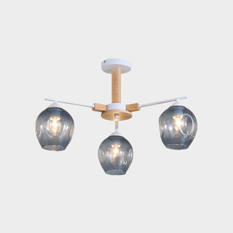 Smoke Gray Modo Hanging Light Fixture 3/6 Light Modern Glass Pendant Chandelier for Living Room Clearhalo 'Carpenter Chandeliers' 'Ceiling Lights' 'Chandeliers' 'Industrial' 'Modern Chandeliers' 'Modern' Lighting' 1872735