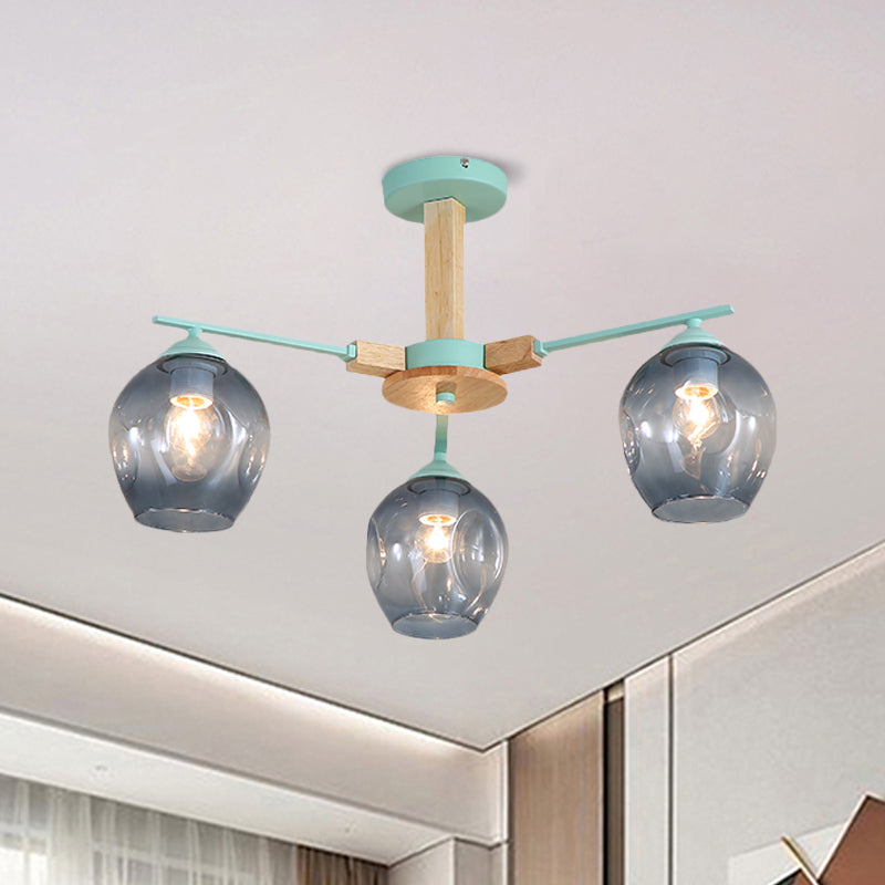 Smoke Gray Modo Hanging Light Fixture 3/6 Light Modern Glass Pendant Chandelier for Living Room Clearhalo 'Carpenter Chandeliers' 'Ceiling Lights' 'Chandeliers' 'Industrial' 'Modern Chandeliers' 'Modern' Lighting' 1872738
