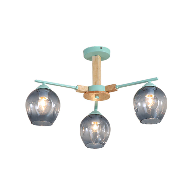 Smoke Gray Modo Hanging Light Fixture 3/6 Light Modern Glass Pendant Chandelier for Living Room Clearhalo 'Carpenter Chandeliers' 'Ceiling Lights' 'Chandeliers' 'Industrial' 'Modern Chandeliers' 'Modern' Lighting' 1872739