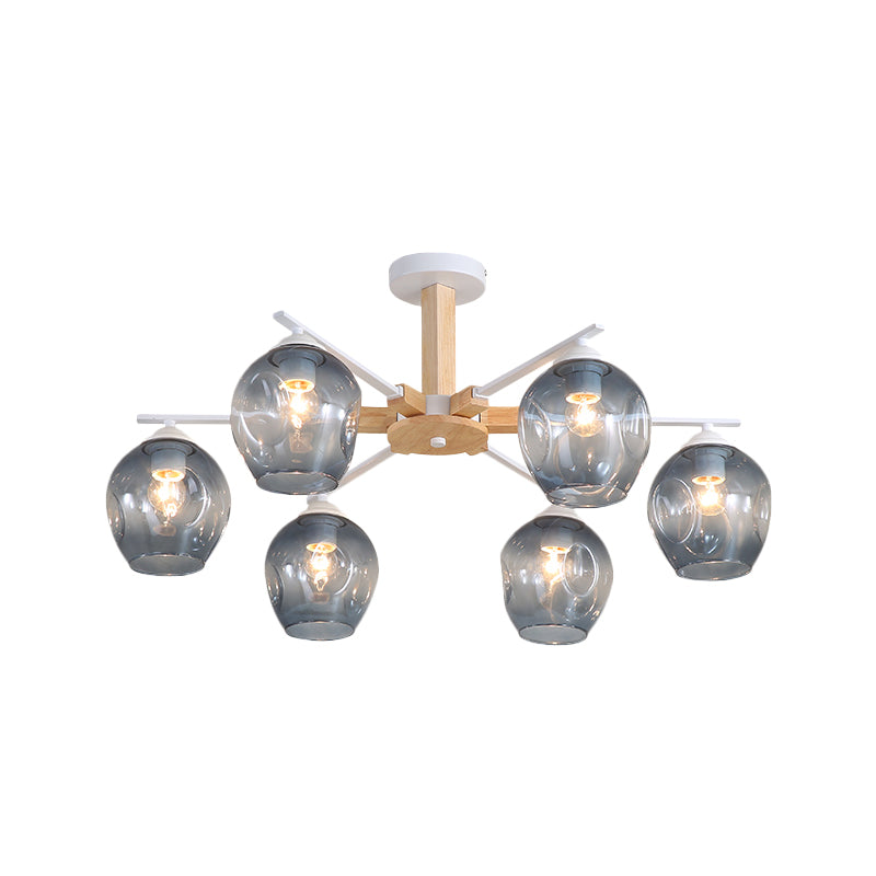 Smoke Gray Modo Hanging Light Fixture 3/6 Light Modern Glass Pendant Chandelier for Living Room Clearhalo 'Carpenter Chandeliers' 'Ceiling Lights' 'Chandeliers' 'Industrial' 'Modern Chandeliers' 'Modern' Lighting' 1872747