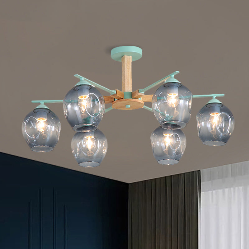 Smoke Gray Modo Hanging Light Fixture 3/6 Light Modern Glass Pendant Chandelier for Living Room Clearhalo 'Carpenter Chandeliers' 'Ceiling Lights' 'Chandeliers' 'Industrial' 'Modern Chandeliers' 'Modern' Lighting' 1872750