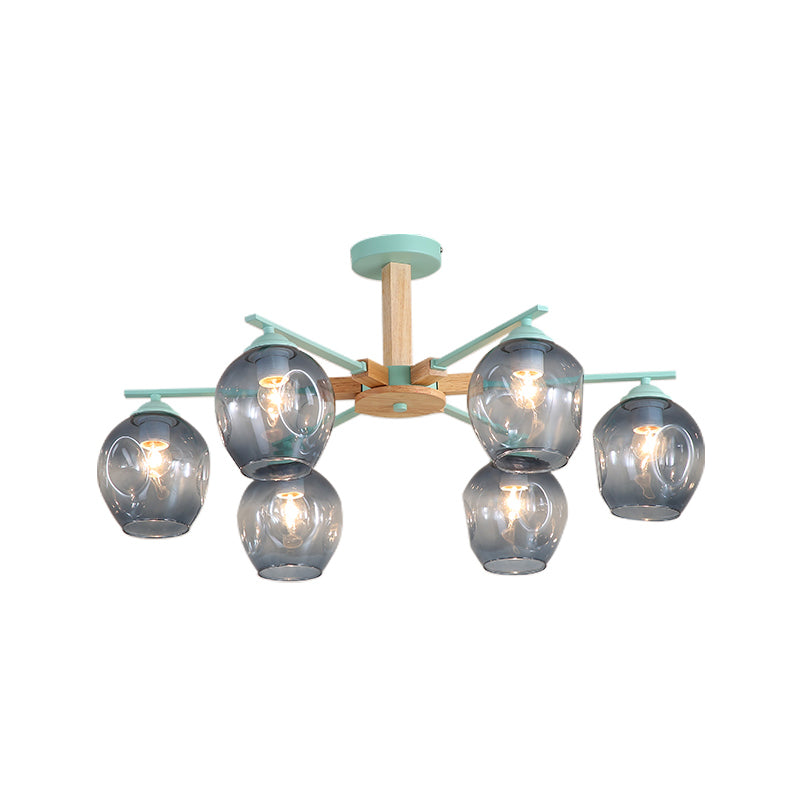 Smoke Gray Modo Hanging Light Fixture 3/6 Light Modern Glass Pendant Chandelier for Living Room Clearhalo 'Carpenter Chandeliers' 'Ceiling Lights' 'Chandeliers' 'Industrial' 'Modern Chandeliers' 'Modern' Lighting' 1872752