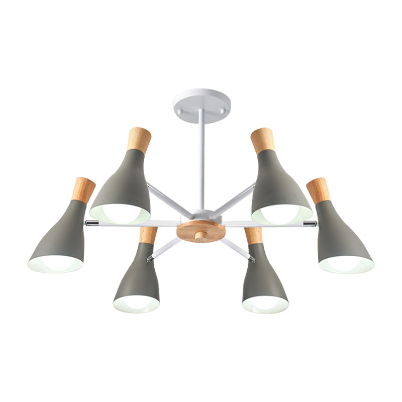 6 Lights Bottle Hanging Light Nordic Style Metal Chandelier for Girls Bedroom Cloth Shop Clearhalo 'Ceiling Lights' 'Chandeliers' Lighting' options 187277