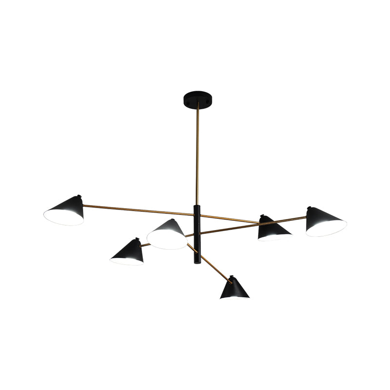 Black Cone Shade Chandelier Light 4/6/8 Lights Contemporary Metal Hanging Lamp for Sitting Room Clearhalo 'Ceiling Lights' 'Chandeliers' 'Modern Chandeliers' 'Modern' Lighting' 1872787