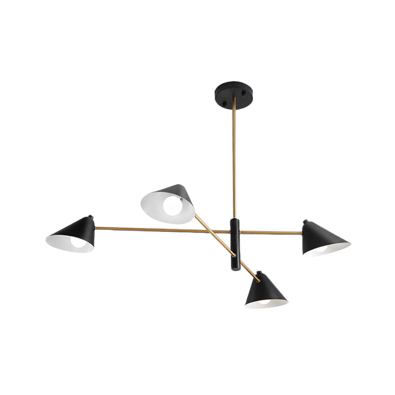 Black Cone Shade Chandelier Light 4/6/8 Lights Contemporary Metal Hanging Lamp for Sitting Room Clearhalo 'Ceiling Lights' 'Chandeliers' 'Modern Chandeliers' 'Modern' Lighting' 1872791