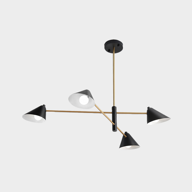 Black Cone Shade Chandelier Light 4/6/8 Lights Contemporary Metal Hanging Lamp for Sitting Room Clearhalo 'Ceiling Lights' 'Chandeliers' 'Modern Chandeliers' 'Modern' Lighting' 1872792