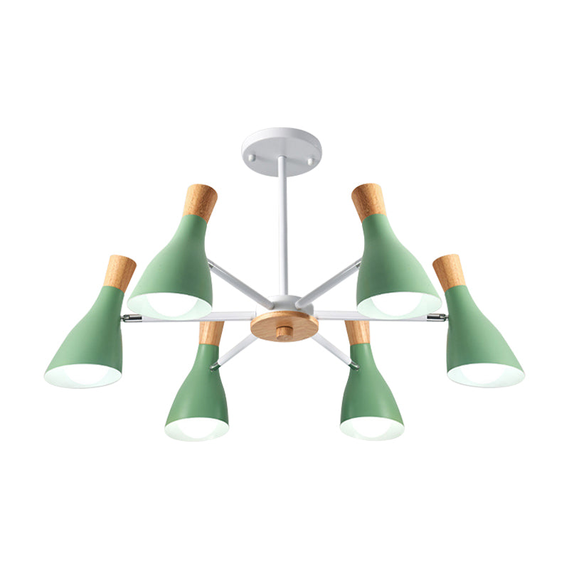 6 Lights Bottle Hanging Light Nordic Style Metal Chandelier for Girls Bedroom Cloth Shop Clearhalo 'Ceiling Lights' 'Chandeliers' Lighting' options 187281