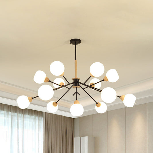 Opal Glass Shade Branch Chandelier 7/13 Lights Contemporary Ceiling Pendant for Restaurant 13 White Clearhalo 'Carpenter Chandeliers' 'Ceiling Lights' 'Chandeliers' 'Industrial' 'Modern Chandeliers' 'Modern' Lighting' 1872832