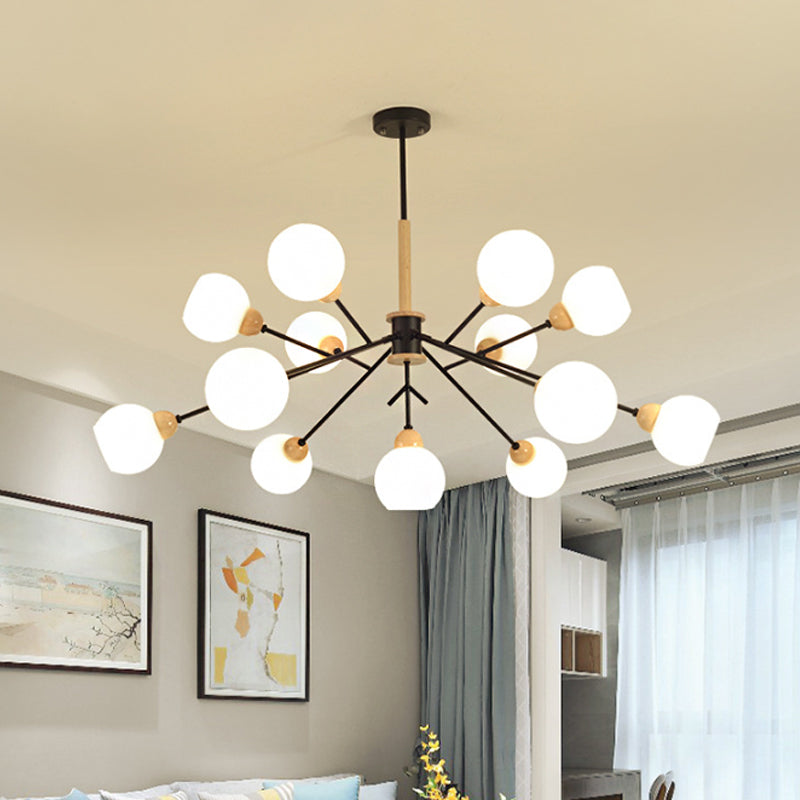 Opal Glass Shade Branch Chandelier 7/13 Lights Contemporary Ceiling Pendant for Restaurant Clearhalo 'Carpenter Chandeliers' 'Ceiling Lights' 'Chandeliers' 'Industrial' 'Modern Chandeliers' 'Modern' Lighting' 1872833