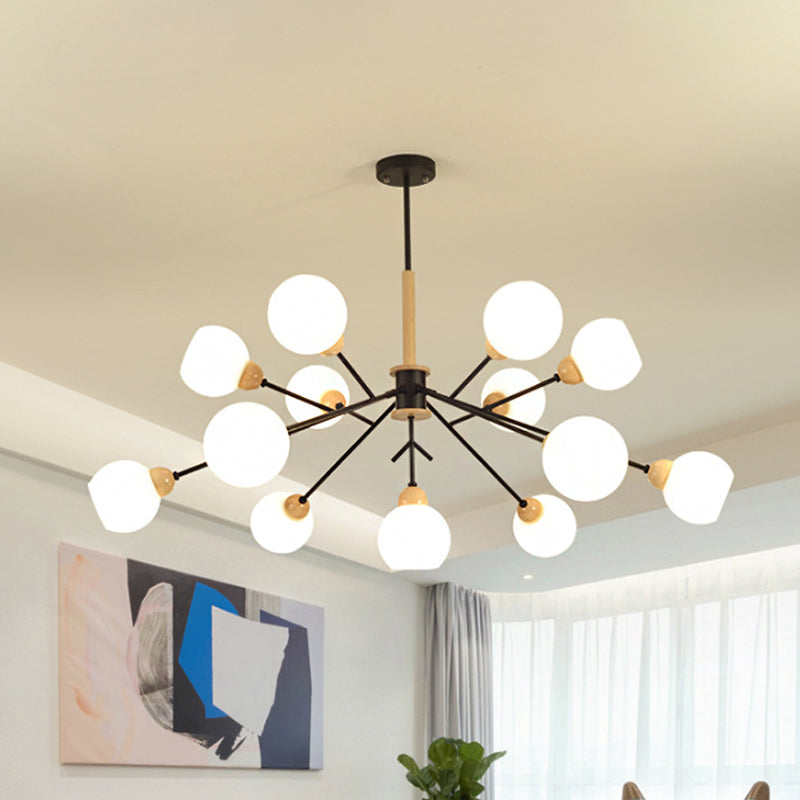 Opal Glass Shade Branch Chandelier 7/13 Lights Contemporary Ceiling Pendant for Restaurant Clearhalo 'Carpenter Chandeliers' 'Ceiling Lights' 'Chandeliers' 'Industrial' 'Modern Chandeliers' 'Modern' Lighting' 1872834