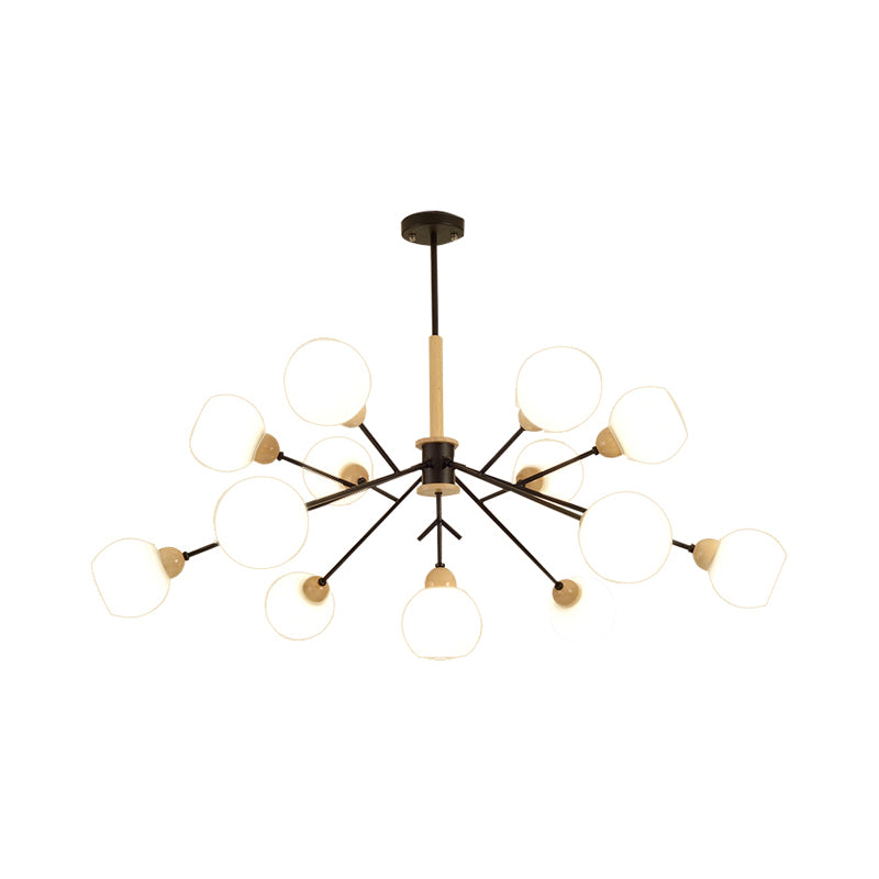Opal Glass Shade Branch Chandelier 7/13 Lights Contemporary Ceiling Pendant for Restaurant Clearhalo 'Carpenter Chandeliers' 'Ceiling Lights' 'Chandeliers' 'Industrial' 'Modern Chandeliers' 'Modern' Lighting' 1872835