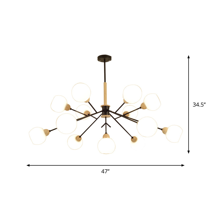 Opal Glass Shade Branch Chandelier 7/13 Lights Contemporary Ceiling Pendant for Restaurant Clearhalo 'Carpenter Chandeliers' 'Ceiling Lights' 'Chandeliers' 'Industrial' 'Modern Chandeliers' 'Modern' Lighting' 1872836