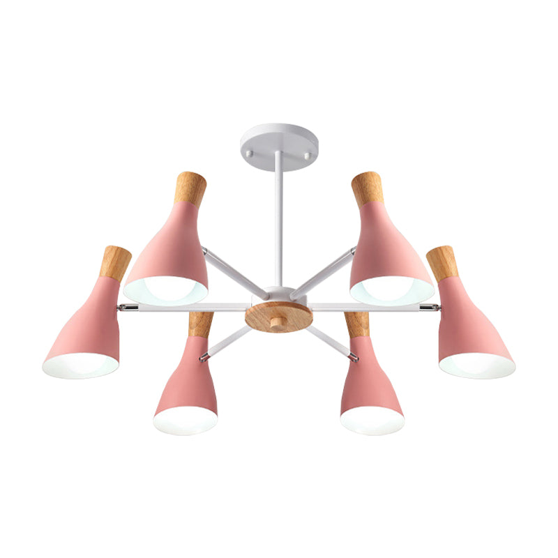 6 Lights Bottle Hanging Light Nordic Style Metal Chandelier for Girls Bedroom Cloth Shop Clearhalo 'Ceiling Lights' 'Chandeliers' Lighting' options 187284