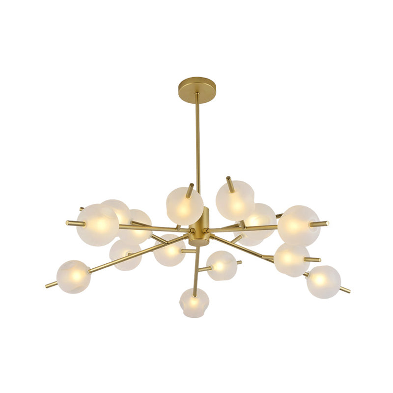Post Modern Bubble Pendant Light 12/15 Lights Frosted Glass Hanging Chandelier in Black/Gold Clearhalo 'Ceiling Lights' 'Chandeliers' 'Modern Chandeliers' 'Modern' Lighting' 1872850