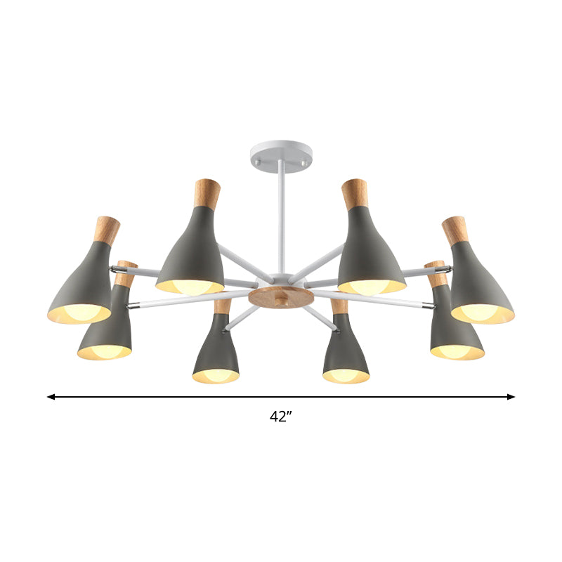 Undertint Bottle Suspension Light 8 Bulbs Macron Modern Metal Chandelier for Hotel Clearhalo 'Ceiling Lights' 'Chandeliers' Lighting' options 187297