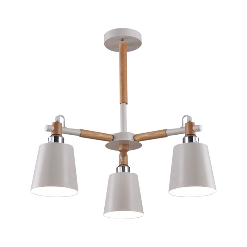 Trapezoid Shade Chandelier Modern Metal & Wood Ceiling Pendant for Child Bedroom Clearhalo 'Ceiling Lights' 'Chandeliers' Lighting' options 187315