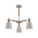 Trapezoid Shade Chandelier Modern Metal & Wood Ceiling Pendant for Child Bedroom Clearhalo 'Ceiling Lights' 'Chandeliers' Lighting' options 187315