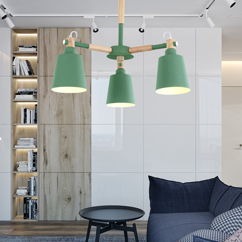 Cloth Shop Bucket Chandelier Metal 3 Lights Nordic Contemporary Hanging Light Clearhalo 'Ceiling Lights' 'Chandeliers' Lighting' options 187324