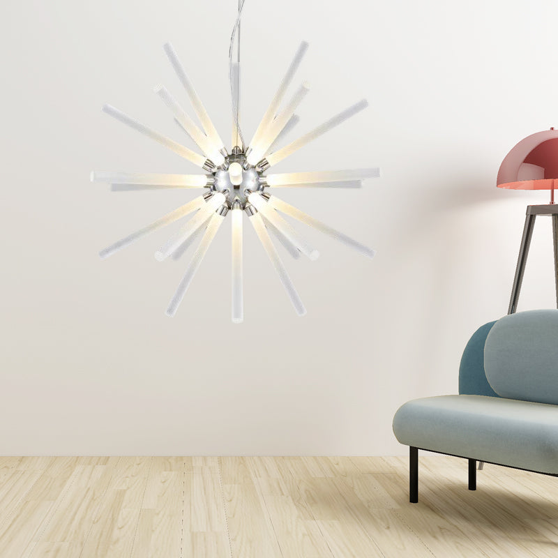 Starburst Chandelier Pendant Light Modern Crystal 12.5"/18"/28" Wide LED Clear Hanging Ceiling Light Clear B Clearhalo 'Ceiling Lights' 'Chandeliers' 'Clear' 'Industrial' 'Modern Chandeliers' 'Modern' 'Tiffany' 'Traditional Chandeliers' Lighting' 187368