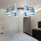 Metal Bucket Shade Chandelier 8 Lights Macaron Stylish Hanging Light for Boys Girls Bedroom Clearhalo 'Ceiling Lights' 'Chandeliers' Lighting' options 187376