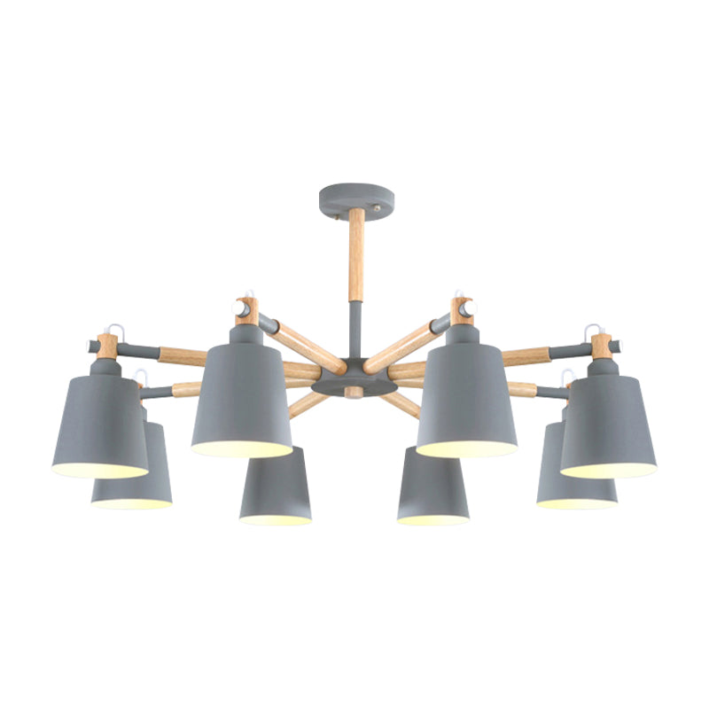 Metal Bucket Shade Chandelier 8 Lights Macaron Stylish Hanging Light for Boys Girls Bedroom Clearhalo 'Ceiling Lights' 'Chandeliers' Lighting' options 187380