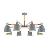 Metal Bucket Shade Chandelier 8 Lights Macaron Stylish Hanging Light for Boys Girls Bedroom Clearhalo 'Ceiling Lights' 'Chandeliers' Lighting' options 187380