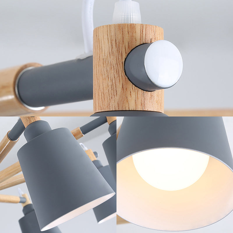 Metal Bucket Shade Chandelier 8 Lights Macaron Stylish Hanging Light for Boys Girls Bedroom Clearhalo 'Ceiling Lights' 'Chandeliers' Lighting' options 187381