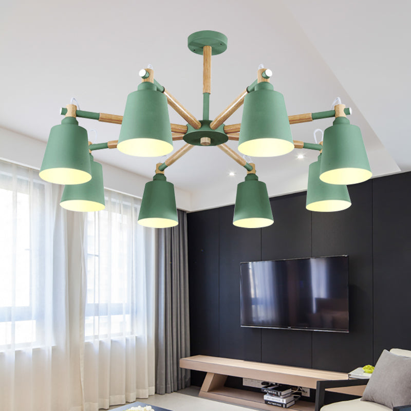 Metal Bucket Shade Chandelier 8 Lights Macaron Stylish Hanging Light for Boys Girls Bedroom Clearhalo 'Ceiling Lights' 'Chandeliers' Lighting' options 187383