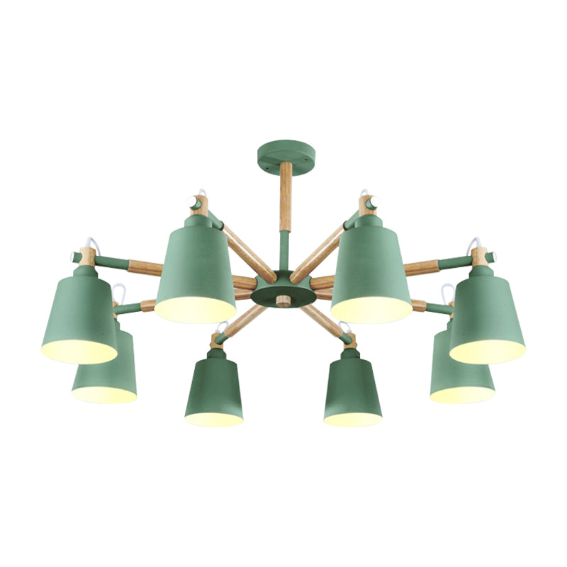 Metal Bucket Shade Chandelier 8 Lights Macaron Stylish Hanging Light for Boys Girls Bedroom Clearhalo 'Ceiling Lights' 'Chandeliers' Lighting' options 187384