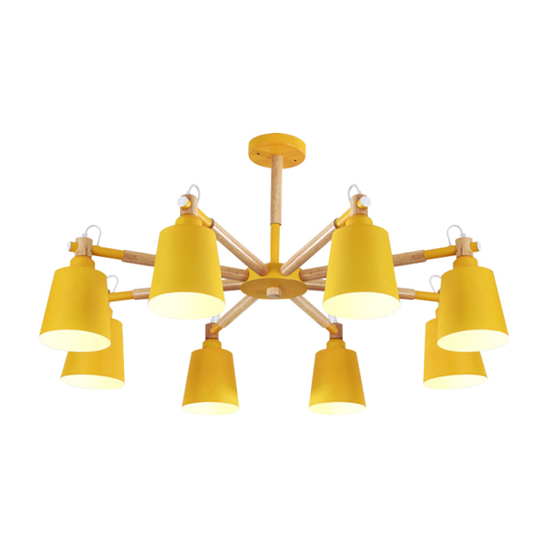 Metal Bucket Shade Chandelier 8 Lights Macaron Stylish Hanging Light for Boys Girls Bedroom Clearhalo 'Ceiling Lights' 'Chandeliers' Lighting' options 187388