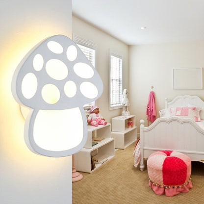 Kids Slim Mushroom Wall Light Acrylic White LED Wall Lamp for Foyer Bathroom White Clearhalo 'Wall Lamps & Sconces' 'Wall Lights' Lighting' 187434